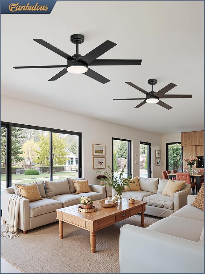 Fanbulous 52 Inch Ceiling Fans with Lights and Remote Reversible 6 Blades Dimmable 3000K-6000K Adjustable Outdoor Ceiling Fans for Patios Large Ceiling Fan for Indoor or Covered Outdoor Black