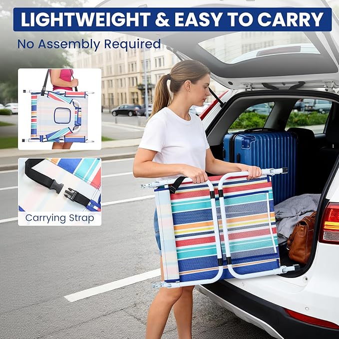 LILYPELLE Portable Folding Camping Cot Adjustable 5-Position Face Down Folding Chaise Lounge Chairs Outdoor Portable Folding Bed Sleeping Cot for Camping Pool Beach Patio