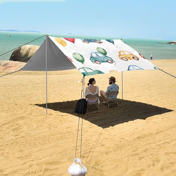 Cars Balloons Camping Sun Shelter Beach Tent Portable Beach Sun Shade Outdoor Canopy for Camping Trips Fishing Picnic