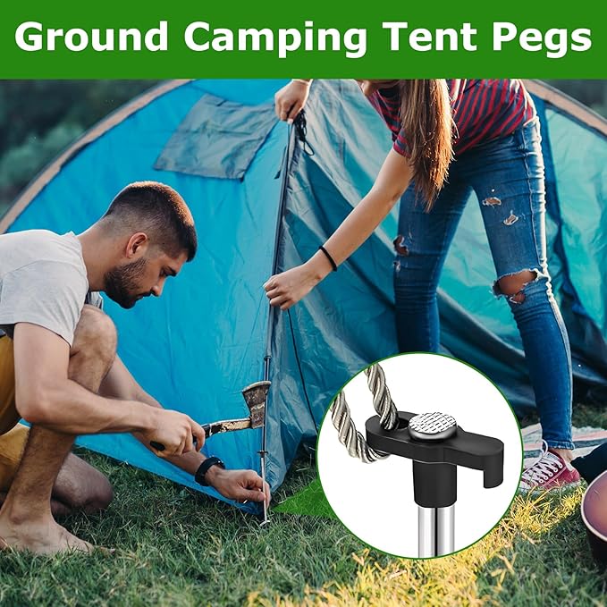 50 Pack Tent Stakes Heavy Duty Camping Stake 10 Inch Yard Stakes Metal Tent Pegs Ground Stakes Tent Spikes for Garden Canopy Outdoor Black