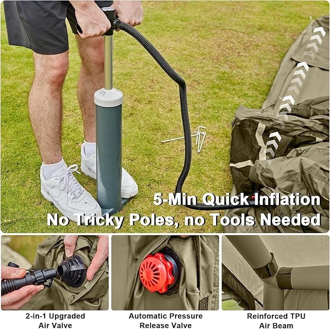 Inflatable Tents for CampingEasy Blow Up Tent with Hand Pump4 Seasons Waterproof Air Inflatable Camping Tent House for Family Weekend Camping
