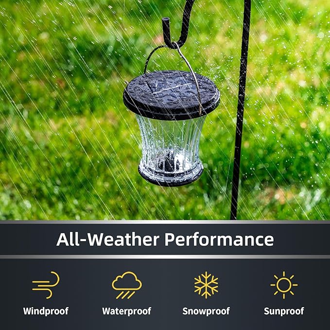 Glass Solar Lantern Outdoor Waterproof Hanging Solar Lights for Outside with Modular Design 3000K LED Auto On/Off Table Lamp for Garden Patio Yard Fence Wall Decorative Warm White(2 Pack)