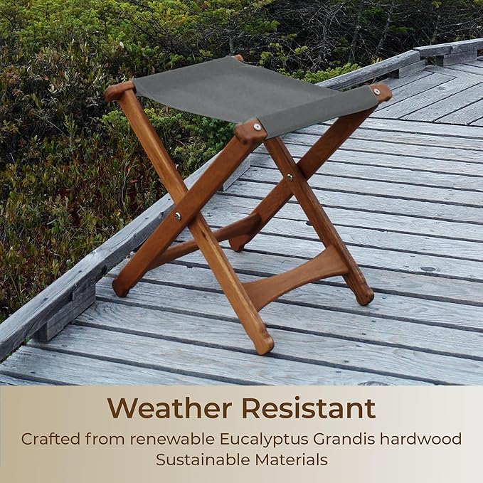 BYER OF MAINE Pangean Folding Stool – Canvas Camp &amp Wood Camp Stool for Portable &amp Outdoor Seating in Granite