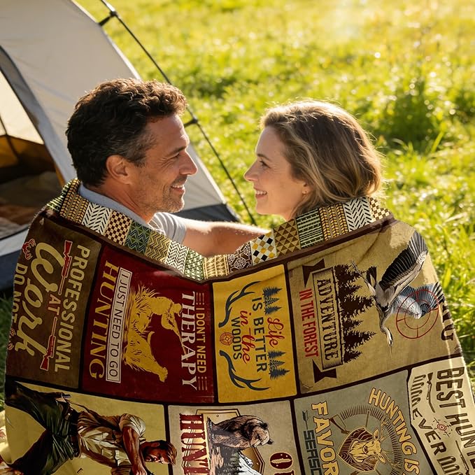 Hunting Gifts for Men Gifts for Hunter Men/Dad/Husband Blanket 60 X 50 Huntings Gifts for Him Hunting Lovers Gift Unique Gift for Hunters Outdoor Camping Christmas Birthday Father's Day