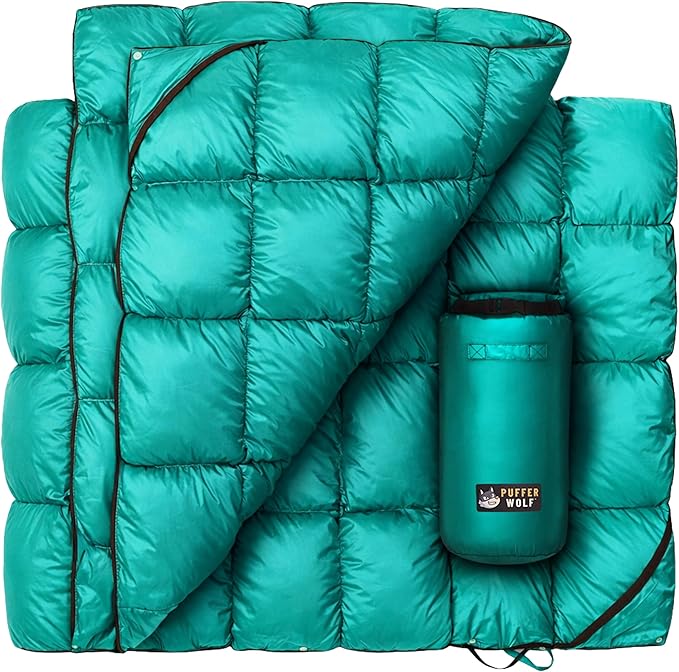 PW700 Extra Large Double Insulated Outdoor Camping Blanket | 2X Puffy Warm Packable Weatherproof Durable and Lightweight | Top Quilt for Hiking Backpacking Stadium Events Picnics