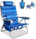 Beach Chairs for Adults Portable Folding Backpack Beach Chair Heavy Duty 5-Position Lay Flat with Cooler Bag Cup Holder for Outdoor/Lawn/Trip/Picnic/Fishing/Camping