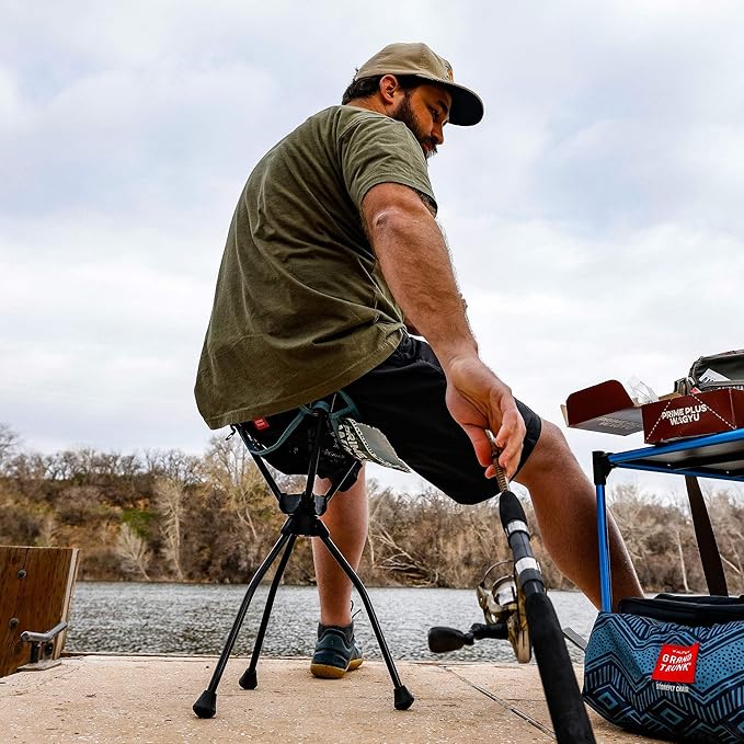 GRAND TRUNK Compass 360° XT Extra Tall Swivel Stool | 20 Portable Camping Seat | 260 lb Capacity | 7000 Series Aluminum Frame Compact Folding Outdoor Stool | Sea Black