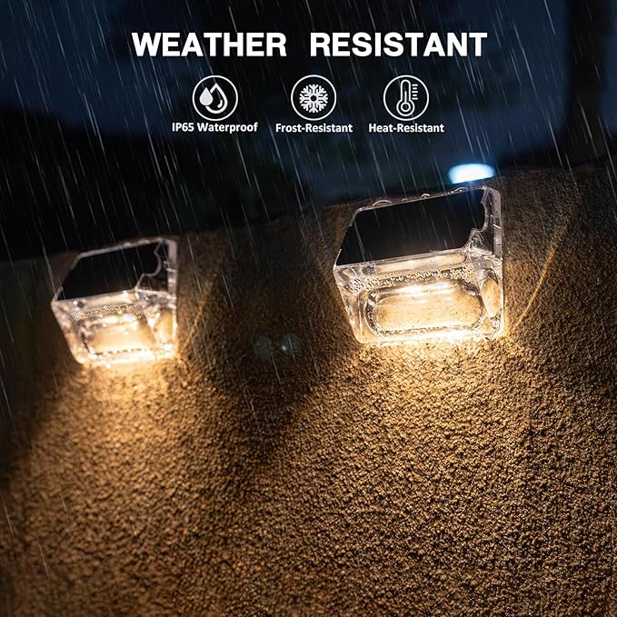 Solar Outdoor Lights 8 Pack Solar Fence Deck Lights Waterproof Powered Outside Lighting for Step Railing Wall Pool Stair Yard Garden Patio Decorations