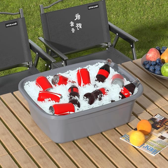 14 Quart Plastic Wash Tub Rectangular Dishpan Basin for Washing Dishes 4 Packs Grey