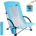 Nice C Compact High Back Beach Chair for Adults w/ Cooler Cup Holder &amp Carry Bag - Heavy Duty for Outdoor Camping BBQ Travel Picnic Festival (One Blue)