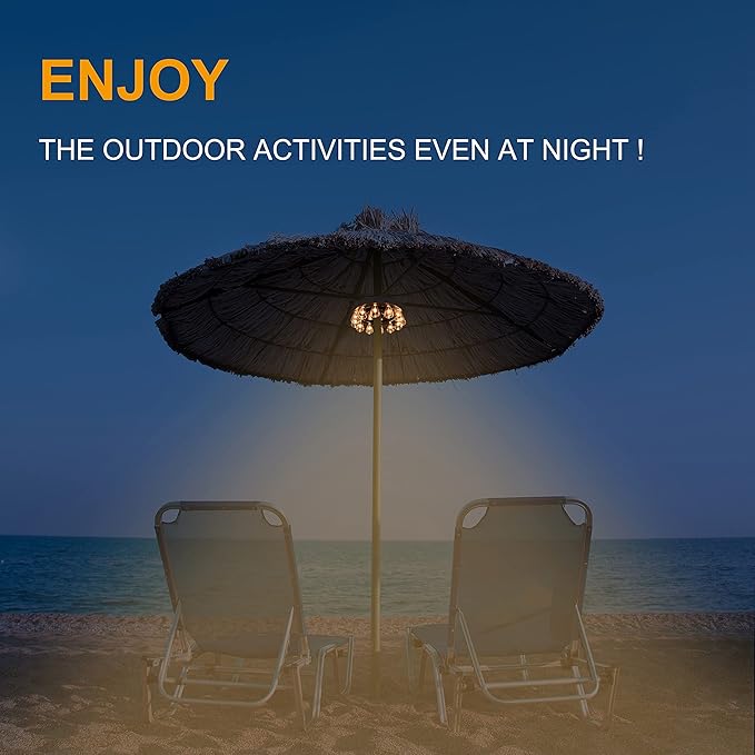 Umbrella Lights Patio Outdoor Umbrella Lights Battery Operated with Dimmable Timer12 Warm White LED Bulbs in 3 Brightness Modes for Backyard or Camping