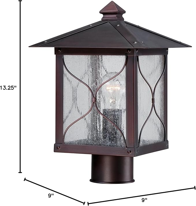Nuvo Lighting 60/5615 Vega Post One Light Lantern 100-watt Outdoor Porch and Patio Lighting with Clear Seeded Glass Classic Bronze