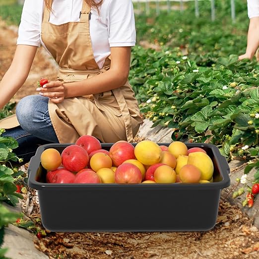 35 L Plastic Large Commercial Bus Tubs Food Service Tubs Black 4 Pack