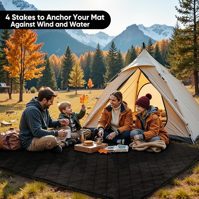 Northroad Waterproof Camping Blanket with Sherpa Lining Large Windproof Outdoor Blanket for Cold Weather Light Weight and Warm for Picnic Stadium Dog Concert 55x82 (Black 1PCS)