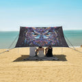 ALAZA Owl Portrait Cyberpunk Beach Tent Sun Shelter UPF50+ Protection Beach Shade Canopy w/ 4 Sandbags for Outdoor Camping Fishing Backyard Fun Picnic 10x9 ft