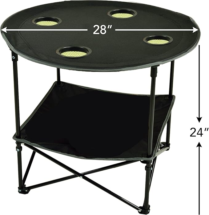 Eunicole Camping Table Portable Camping Side Table for Outdoor Picnic Beach Games Camp &amp Patio Tables Folding with Carry Case for Travel &amp Storage (Black) One Size (FT-Black)