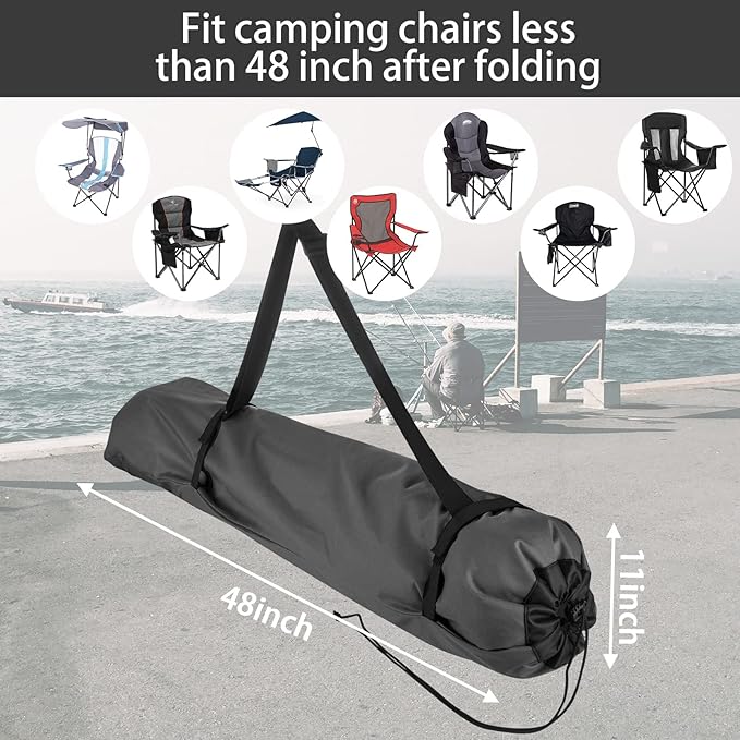 Xxerciz Folding Chair Replacement Bag with Adjustable Shoulder Strap for Coleman Coastrail Kijaro GCI Camping Chair Gray