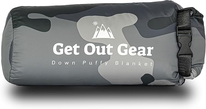 Get Out Gear Down Camping Blanket - Puffy Packable Lightweight and Warm | Ideal for Outdoors Travel Stadium Festivals Beach Hammock | 650 Fill Power Water-Resistant Backpacking Quilt
