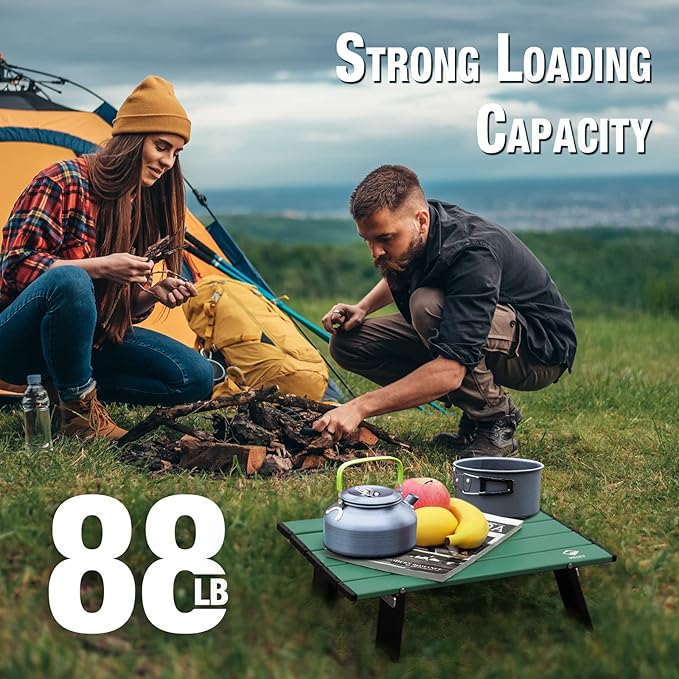VILLEY Portable Mini Folding Beach Table Ultralight Aluminum Side Table with Carry Bag for Camping Picnics and Outdoor Activities
