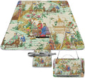 Blue and White Chinese Folk Chinoiserie Style Waterproof Outdoor Picnic Blanket Sandproof Beach Mat for Camping Hiking Grass Travelling