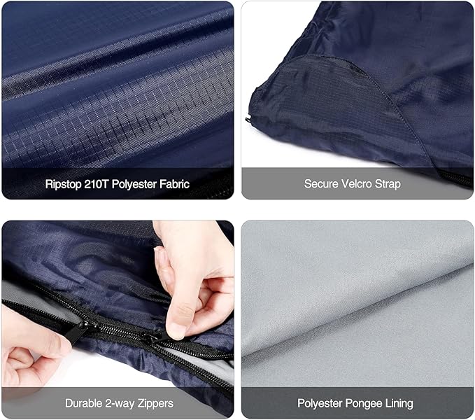 REDCAMP Ultra Lightweight Sleeping Bag for Backpacking Hiking Comfort for Adults Warm Weather with Compression Sack