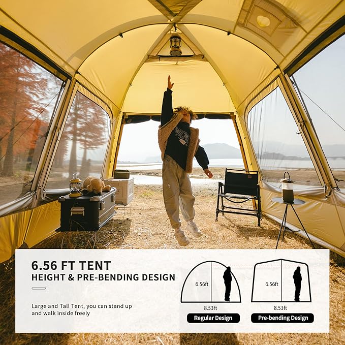 Naturehike Dune Hot Tent with Stove JackDouble Layer 4 Season TentWaterproof 2-4 Person Tents for Camping