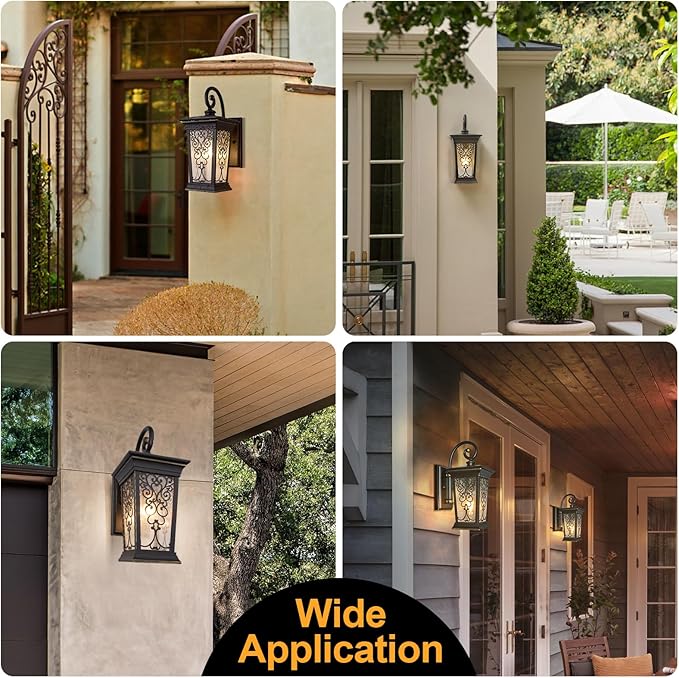 ALVIME Outdoor Wall Light Fixtures 17 Inch Oil Rubbed Bronze Exterior Lighting Fixtures Waterproof Outdoor Sconce Lights Outside Porch Lanterns for House Farmhouse E26 Base&ampClear Seeded Glass