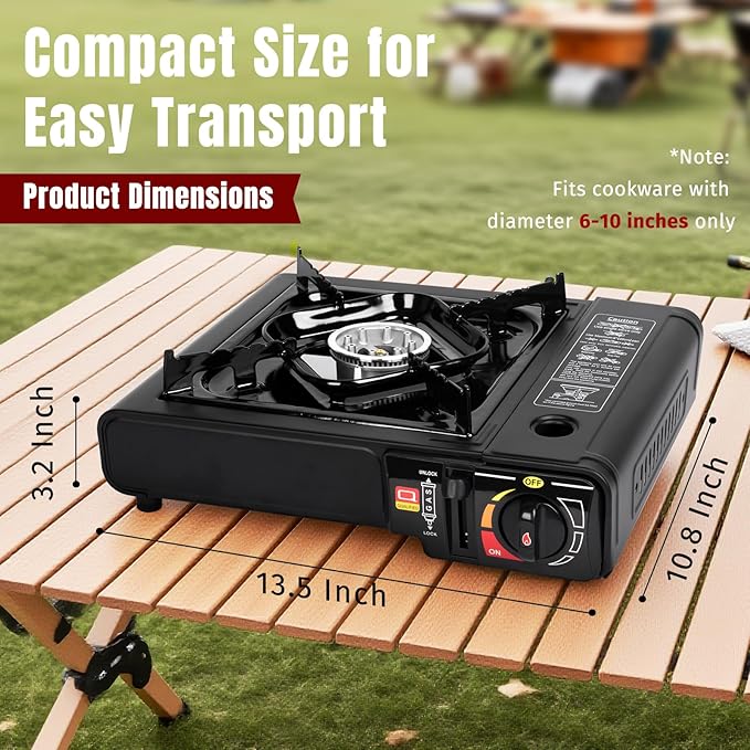 SHINESTAR Butane Camping Stove with Carrying Case Portable Stove for Camping Hiking Emergencies Tailgating Essentials 7800 BTUs Output