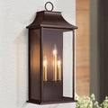 Dusk to Dawn Outdoor Wall Light 3-Light 25.3 Large Outdoor Light Fixture Oil Rubbed Bronze Exterior Wall Lantern Waterproof Outside Wall Sconce for House Porch Patio