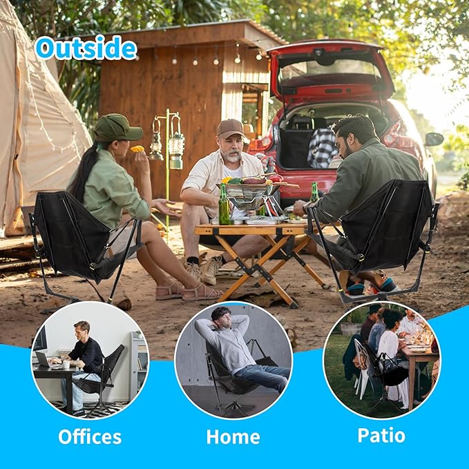 FAHKNS Hammock Camping Chair 360° Swivel Chair with Adjustable Backrest Foldable and Lightweight Chair Used for Office Work Picnic Hiking Portable Bag