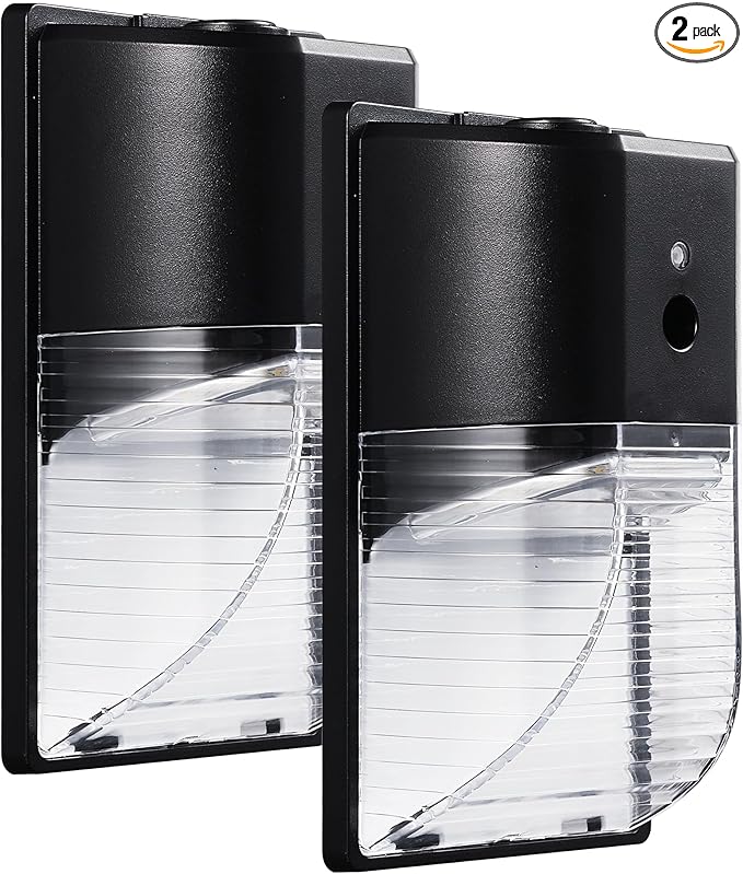 PARMIDA (2 Pack) Mini LED Wall Pack Light 26W Dusk to Dawn Photocell Sensor 3000lm 150W Equivalent IP65 Waterproof 5000K ETL 100-277VAC Outdoor Wall-Mount Area Exterior Security Lighting Black