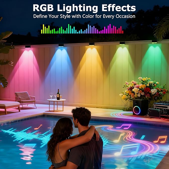 Outdoor Deck Lights 24 Lights Smart Fence Lights Compatible with Alexa &amp Google Home IP65 LED Patio Deck Lighting with Remote Fence Lighting Music Sync for Patio Yard Garden(157.2ft)