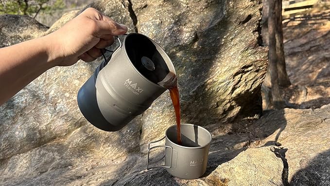 Maxi 14oz Titanium Moka Pot – Stovetop Espresso-Style Coffee Maker for Camping &amp Backpacking