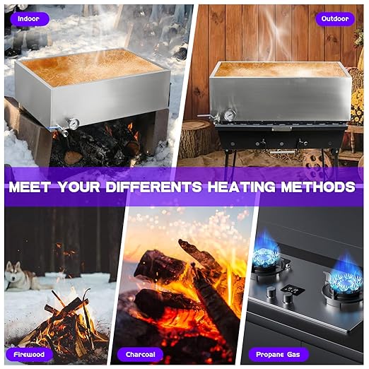 Maple Syrup Evaporator Pan 30 x 20 x 9.5 Inch Maple Syrup Pan 24.68Gal 304 Stainless Steel Maple Syrup Evaporator Boiling Maple Syrup with Valve and Thermometer