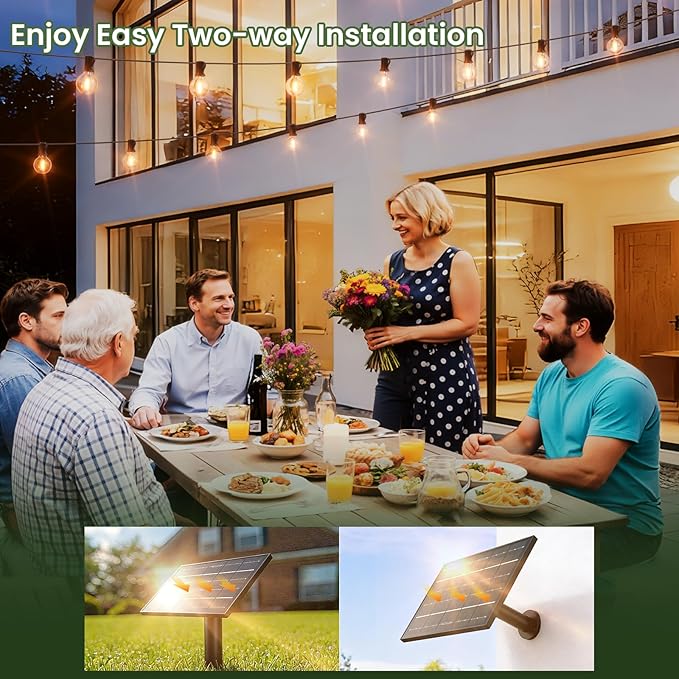 Svater Solar Outdoor String Lights 75 FT G40 Patio Lights Shatterproof Dimmable Vintage Edison Bulbs Solar Powered Weatherproof Light for Patio Backyard Garden Bistro Warm White