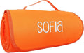 Threadart Personalized Embroidered Portable Blanket with Carrying Strap | Monogrammed Customized Travel Sports Stadium | Soft Fleece | 58in x 48in - Orange | for Picnic Outdoor Blanket
