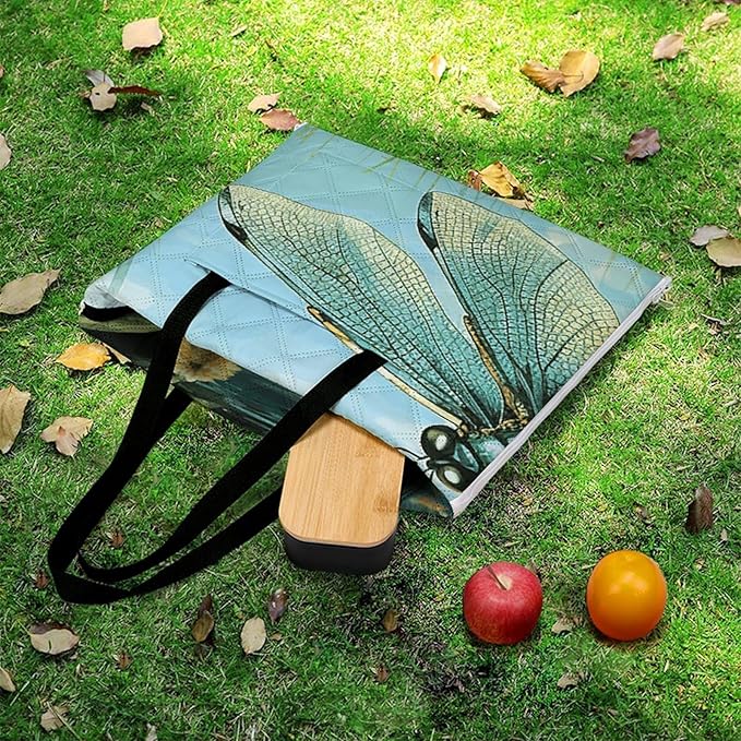 Zipper Dragonflies in Flight Style Picnic Mat Suitable for Travel Camping Park Or Home Use