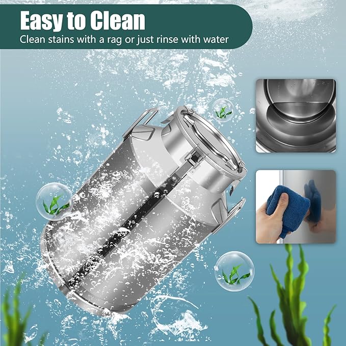 Stainless Steel Milk Can 60L/15.85Gal Metal Airtight Canister Food Storage Container with Lid &amp Clamps Bean Rice Cereal Storage Bucket for Kitchen Restaurant W14.8*H24.6in