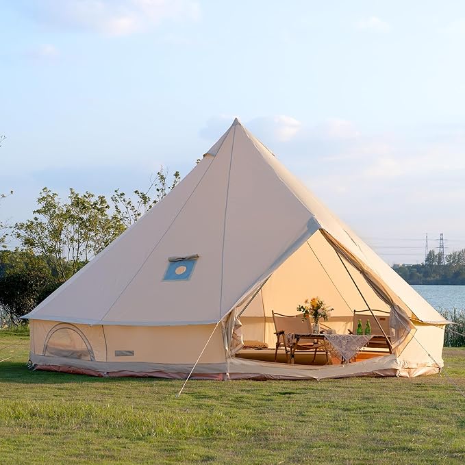 Oxford Bell Tent for Family Camping - Spacious 13.1ft /16.4ft Yurt with Stove Jack Large Glamping Tents for 4-8 People 4 Season Oxford Hot Tent Shelter