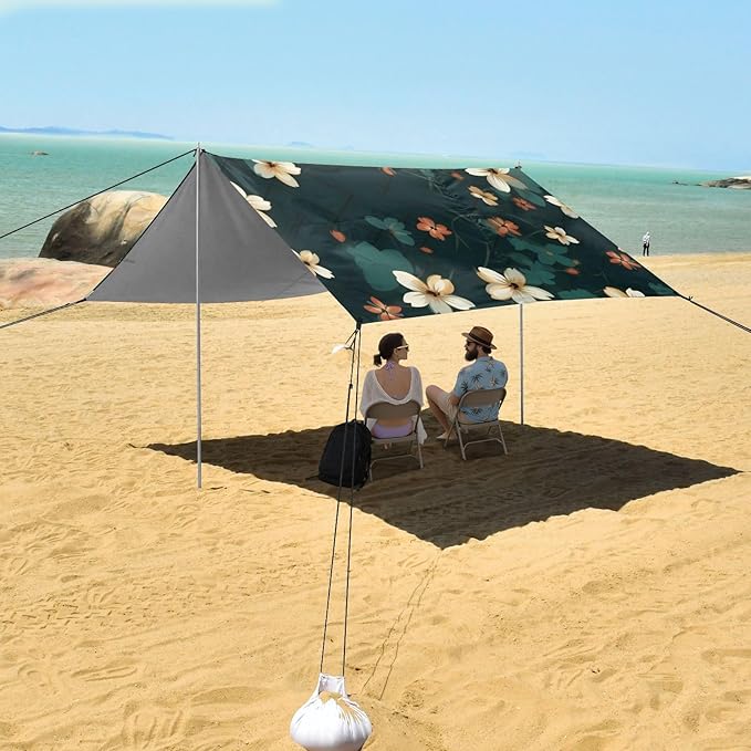 Flower FloralCamping Sun Shelters 9.2 x 10.5 FT Beach Canopy Tent Sun Shade with Carrying Bag for Camping Trips Fishing Backyard Fun or Picnics 21340088