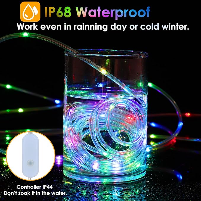200Ft Rope Lights Outdoor 18 Colors Changing 610 LED String Lights Plug in with Remote IP68 Waterproof Twinkle Fairy Light Rope Lighting Indoor for Bedroom Patio Christmas Halloween Decor
