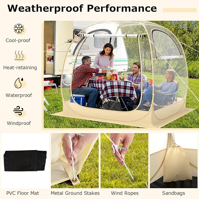 Goplus Sports Tent Instant Pop up Weatherproof Shelter Portable &amp Foldable Outdoor Clear View Bubble Tent w/Carrying Bag Floor Mat Watch Sports Events Camping