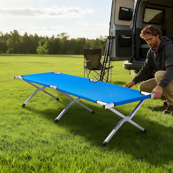 Outvita Folding Camping Cot Sleeping Bed with Carry Bag Lightweight Portable Cots for Travel Fishing Hiking and Outdoor Activities
