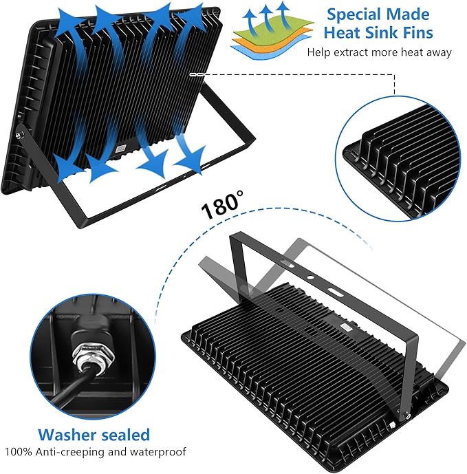 Floodlights Pack Super Bright Security Lights IP66 Waterproof Outdoor Flood Light 5000K Daylight White Flood Light for Yard Garden Arena (800w-2pack)