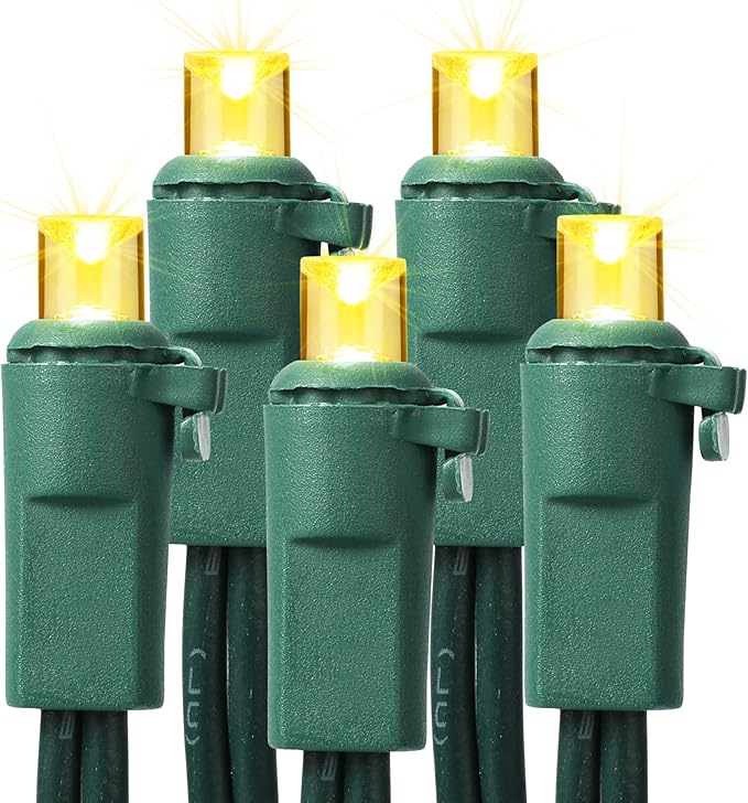 ODEETRONIC Warm White Christmas Lights 33ft 100LED Gentle Twinkle Christmas Tree Lights Wide Angle 5mm String Light Connectable UL Certified Mini Xmas Light for Indoor Outdoor Party Green Wire