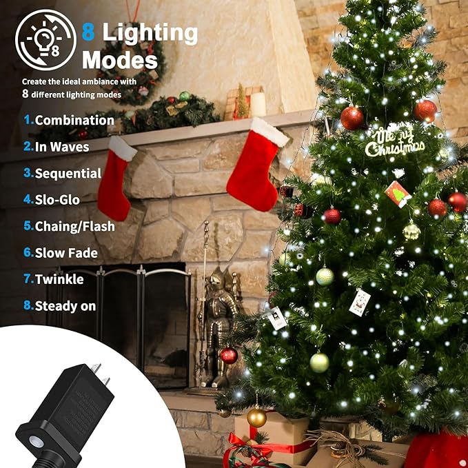 BOLWEO Christmas Tree Lights 400LED 16 Lines Christmas Lights for Tree 8 Modes for 6ft-7ft Tree UL Certified Indoor Outdoor Christmas Decorations 16 * 6.6ft Drops Cool White