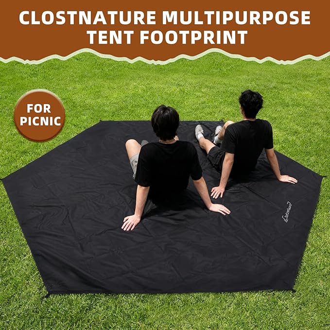 Clostnature Tent Footprint for Camping - Waterproof 10/12Ft Camping Tarp Heavy Duty Hexagonal Ground Sheet Lightweight Tent Mat for Gazebo Bubble Tent Outdoor Floor Mat for Hiking Backpacking