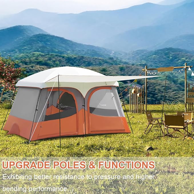 Vidalido Tents3-4 Person Camping Tent with Extended VestibuleWeather Resistant Family Tents with Breathable Mesh WindowsEasy Install Waterproof Outdoor Tent for Backpacking and Camping Hiking