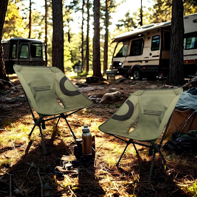 Lightweight Folding Camping Chair for Adults Heavy Duty 270lbs Capacity Compact Backpacking Hiking Chair – Portable Durable Outdoor Chair with Ergonomic Support (Army Green)