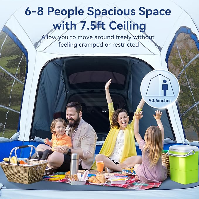 SUV Tent for Camping SUV Camping Tent with Awnings Waterproof Blow Up Tent Easy Setup Car Truck Camping Tent